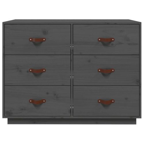 Buffet Gris 100x40x75 Cm Bois Massif De Pin