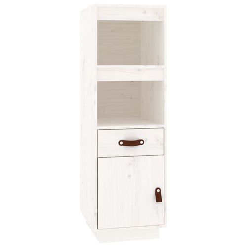 Buffet Haut Blanc 34x40x108,5 Cm Bois Massif De Pin