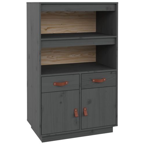 Buffet Haut Gris 67x40x108,5 Cm Bois Massif De Pin