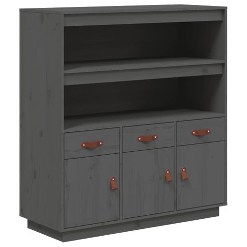 Buffet Haut Gris 100x40x108,5 Cm Bois Massif De Pin
