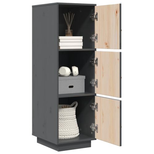 Buffet Haut Gris 34x40x108,5 Cm Bois Massif De Pin