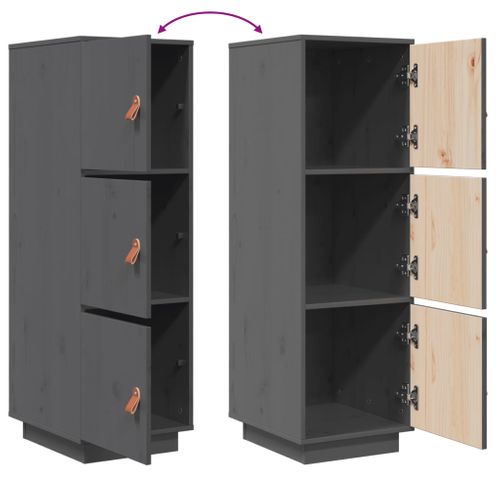 Buffet Haut Gris 34x40x108,5 Cm Bois Massif De Pin