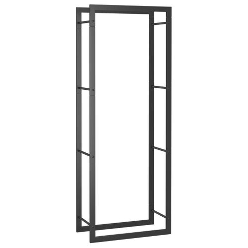 Portant De Bois De Chauffage Noir Mat 50x28x132 Cm Acier