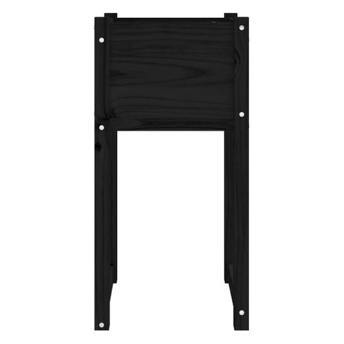 Jardinières 2 Pièces Noir 40x40x81 Cm Bois Massif De Pin