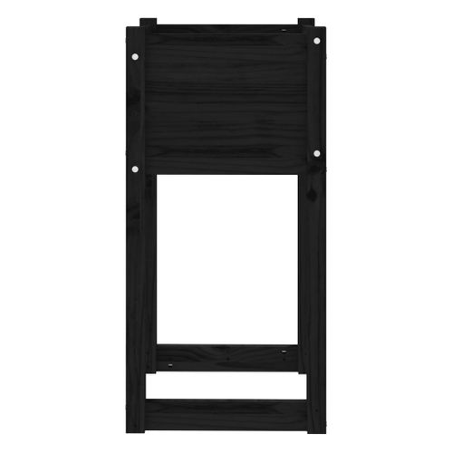 Jardinières 2 Pièces Noir 40x40x81 Cm Bois Massif De Pin