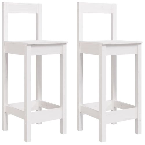 Chaises De Bar Lot De 2 Blanc 40x41,5x112 Cm Bois De Pin Solide