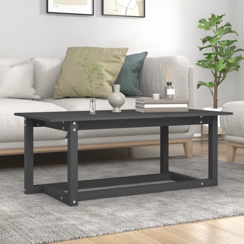 Table Basse Gris 110x55x45 Cm Bois Massif De Pin