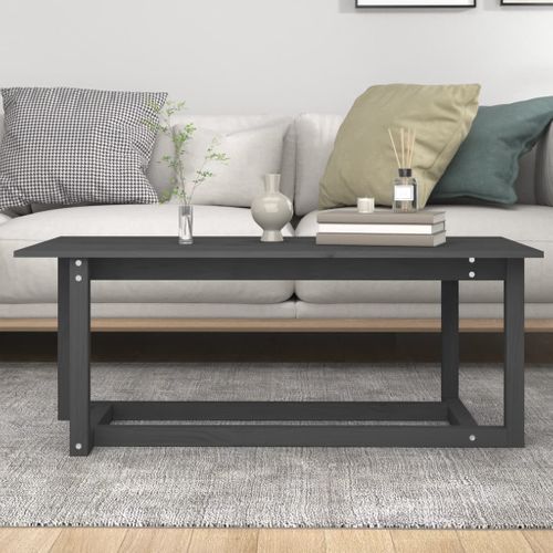 Table Basse Gris 110x55x45 Cm Bois Massif De Pin