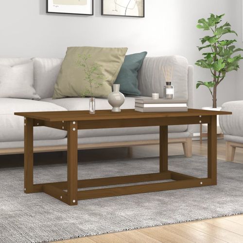 Table Basse Marron Miel 110x55x45 Cm Bois Massif De Pin