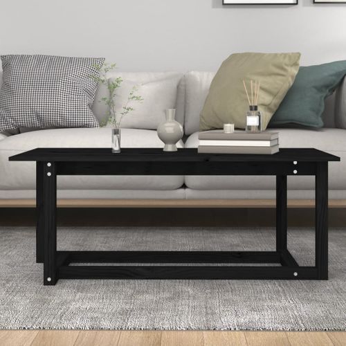 Table Basse Noir 110x55x45 Cm Bois Massif De Pin