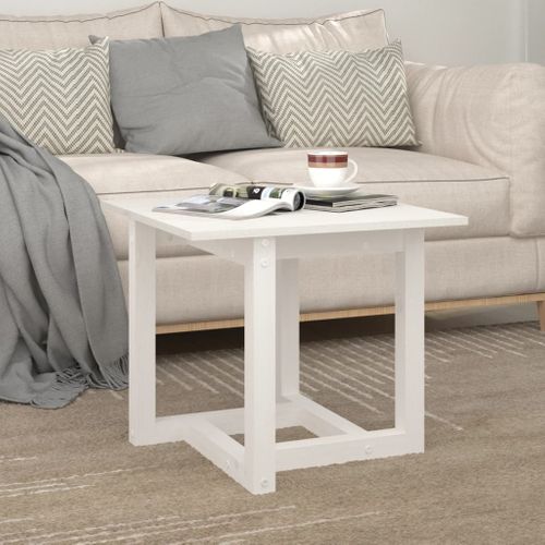 Table Basse Blanc 50x50x45 Cm Bois Massif De Pin