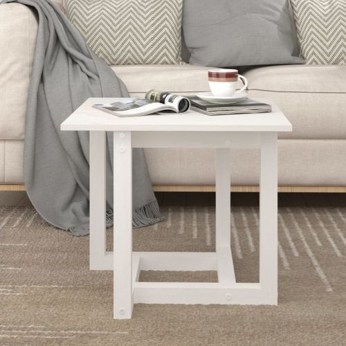Table Basse Blanc 50x50x45 Cm Bois Massif De Pin