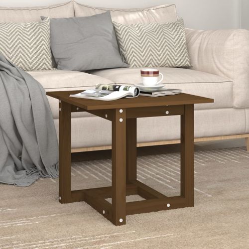 Table Basse Marron Miel 50x50x45 Cm Bois Massif De Pin