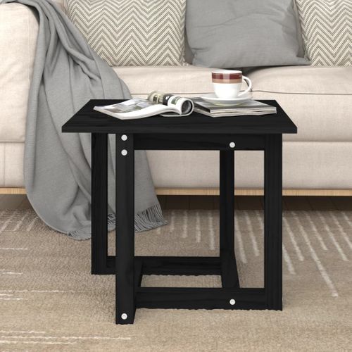 Table Basse Noir 50x50x45 Cm Bois Massif De Pin