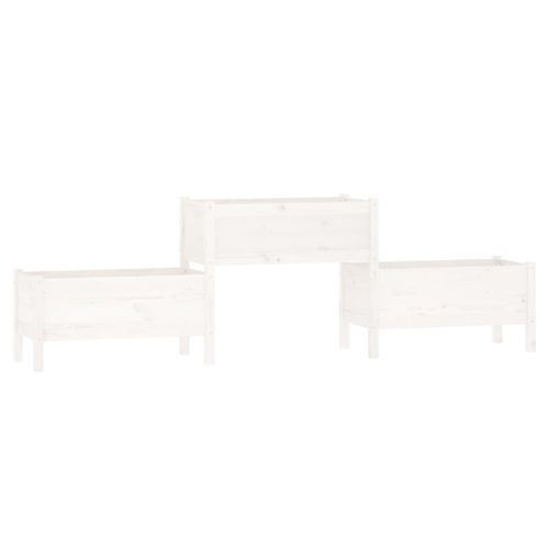 Jardinière Blanc 245,5x44x75 Cm Bois Massif De Pin