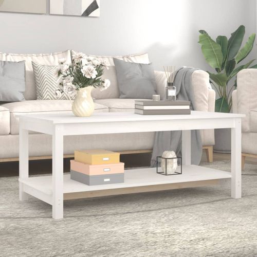 Table Basse Blanc 110x55x45 Cm Bois Massif De Pin