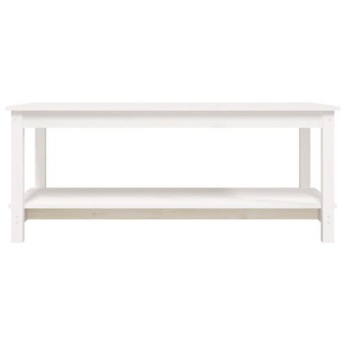 Table Basse Blanc 110x55x45 Cm Bois Massif De Pin