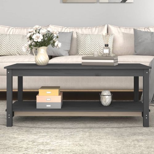 Table Basse Gris 110x55x45 Cm Bois Massif De Pin