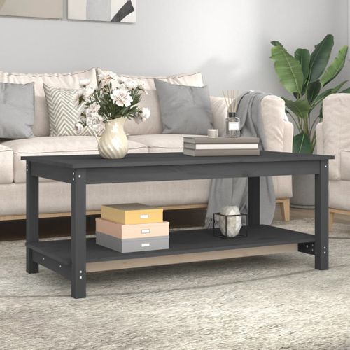 Table Basse Gris 110x55x45 Cm Bois Massif De Pin