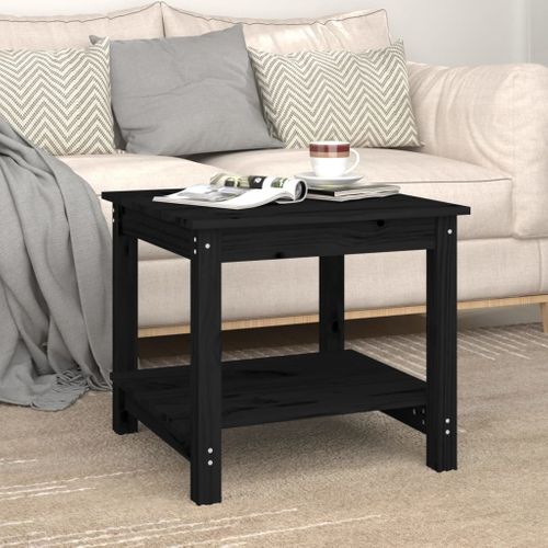 Table Basse Noir 50x50x45 Cm Bois Massif De Pin