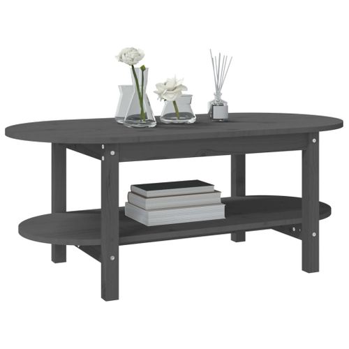 Table Basse Gris 110x55x45 Cm Bois Massif De Pin