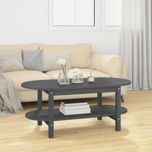 Table Basse Gris 110x55x45 Cm Bois Massif De Pin