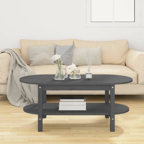 Table Basse Gris 110x55x45 Cm Bois Massif De Pin