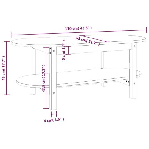 Table Basse Gris 110x55x45 Cm Bois Massif De Pin