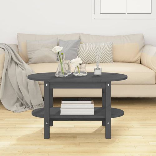 Table Basse Gris 80x45x45 Cm Bois Massif De Pin