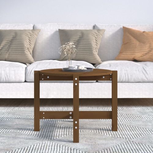 Table Basse Marron Miel Ø 62,5x45 Cm Bois Massif De Pin