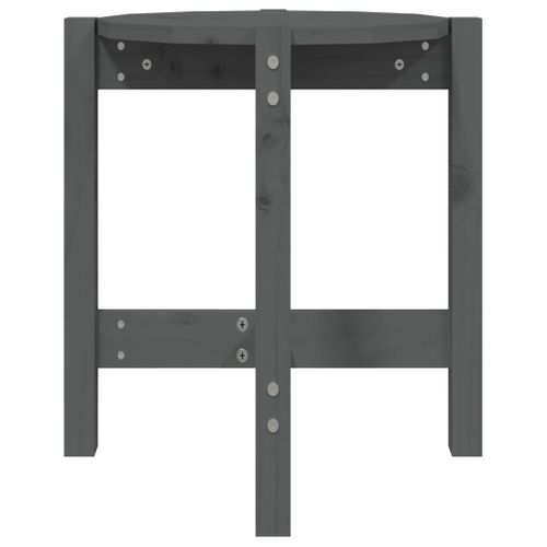 Table Basse Gris Ø 42,5x45 Cm Bois Massif De Pin
