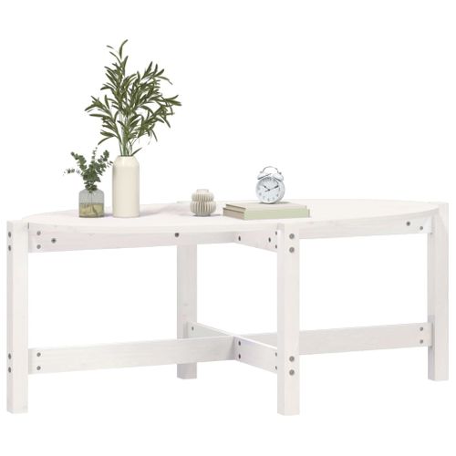 Table Basse Blanc 118x63x45 Cm Bois Massif De Pin