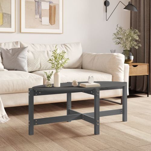 Table Basse Gris 118x63x45 Cm Bois Massif De Pin