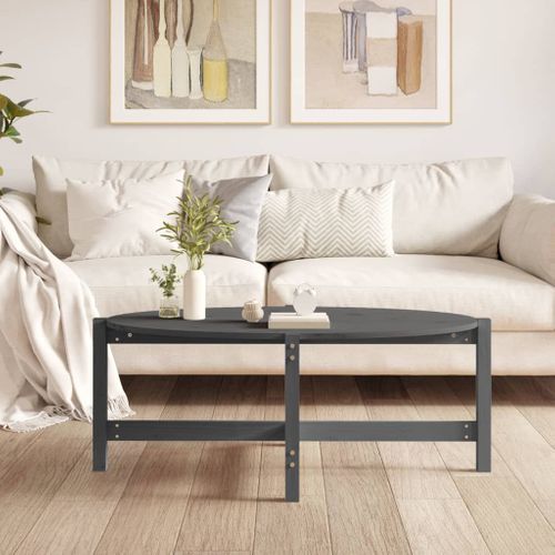 Table Basse Gris 118x63x45 Cm Bois Massif De Pin