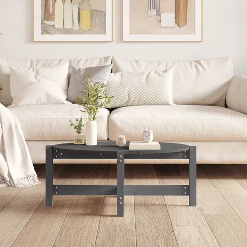 Table Basse Gris 87x48x35 Cm Bois Massif De Pin
