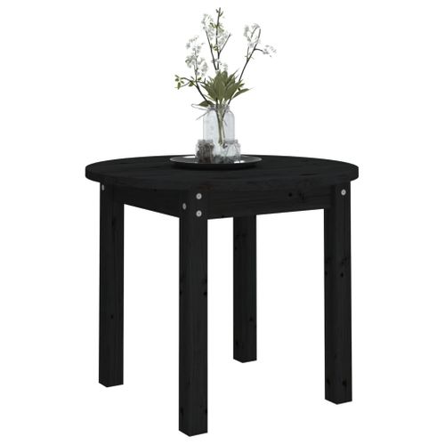Table Basse Noir Ø 55x45 Cm Bois Massif De Pin