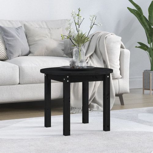 Table Basse Noir Ø 55x45 Cm Bois Massif De Pin