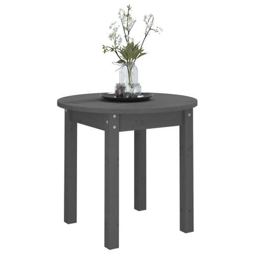 Table Basse Gris Ø 45x40 Cm Bois Massif De Pin