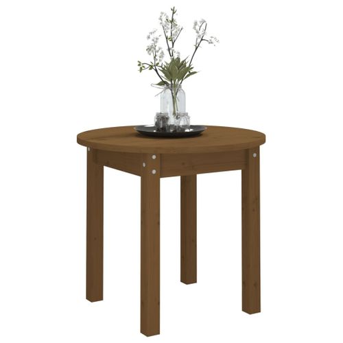 Table Basse Marron Miel Ø 45x40 Cm Bois Massif De Pin