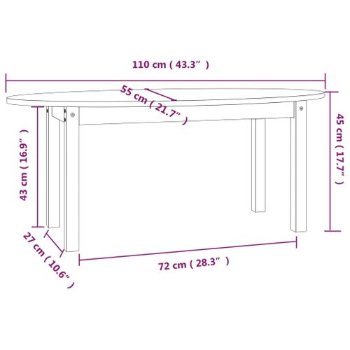 Table Basse Marron Miel 110x55x45 Cm Bois Massif De Pin