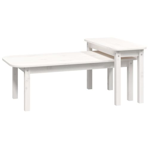 Ensemble De Tables Basses 2 Pièces Blanc Bois Massif De Pin