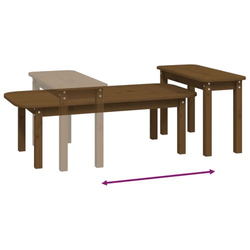 Ensemble De Tables Basses 2 Pièces Marron Miel Bois Massif De Pin