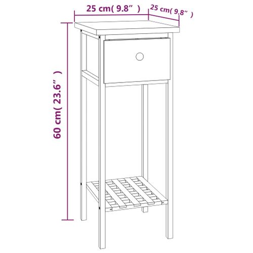 Table D'appoint Avec Tiroir 25x25x60 Cm Bois Massif De Noyer