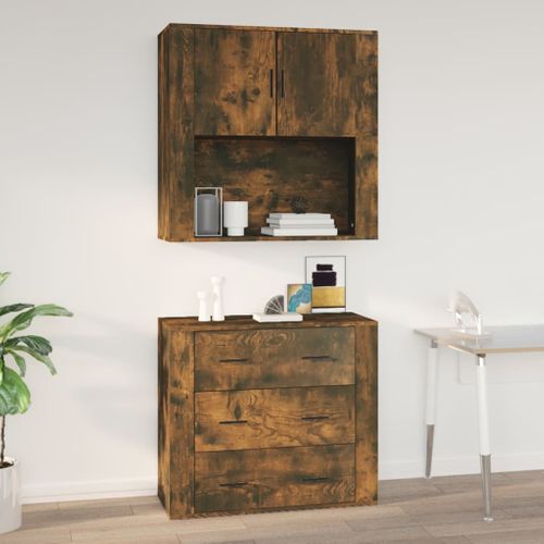 Armoire Murale Chêne Fumé 80x33x80 Cm Bois Contreplaqué