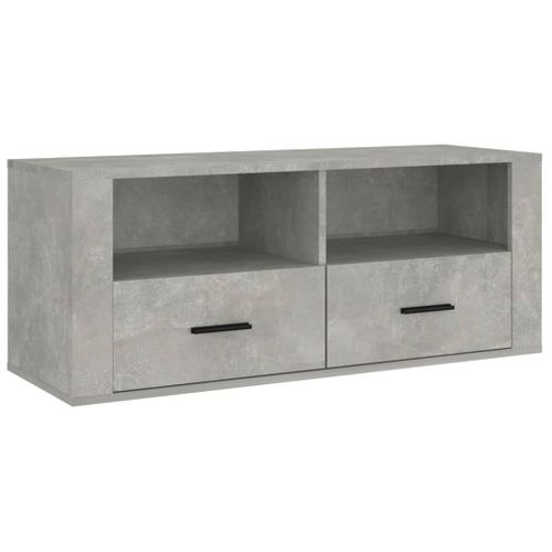 Meuble TV Gris Béton 100x35x40 Cm Bois Contreplaqué