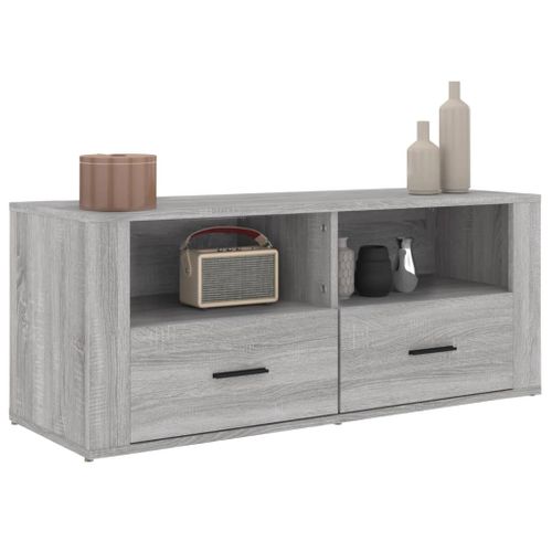 Meuble TV Sonoma Gris 100x35x40 Cm Bois Contreplaqué