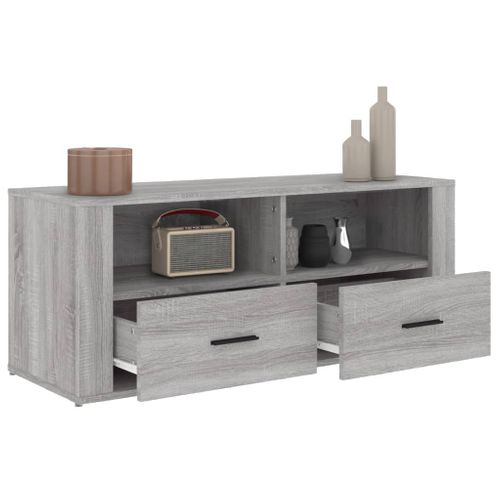 Meuble TV Sonoma Gris 100x35x40 Cm Bois Contreplaqué