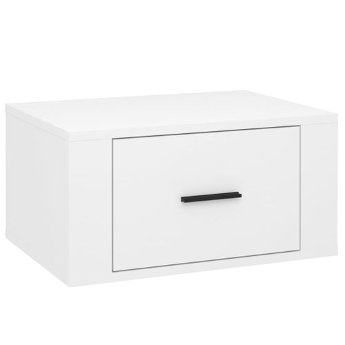 Table De Chevet Murale Blanc Brillant 50x36x25 Cm