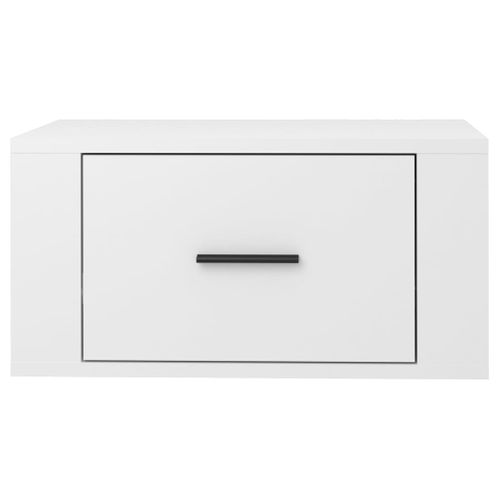 Table De Chevet Murale Blanc Brillant 50x36x25 Cm