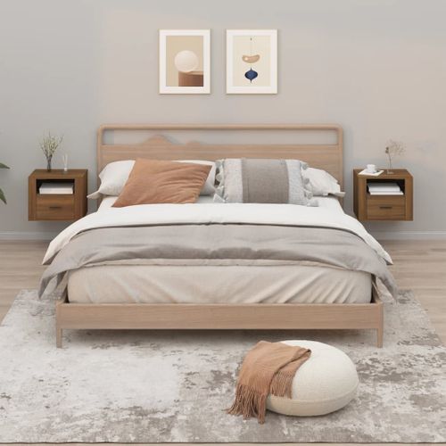 Tables De Chevet Murales 2 Pièces Chêne Marron 50x36x40 Cm